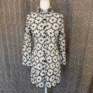 Vintage Bella Pelle Embroidered Flower Tunic Dress Button Up Boho Women's Small